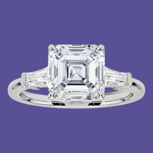MOISSANITE ASSCHER CUT 3 carat White Gold GRA CERTIFICATION. Video